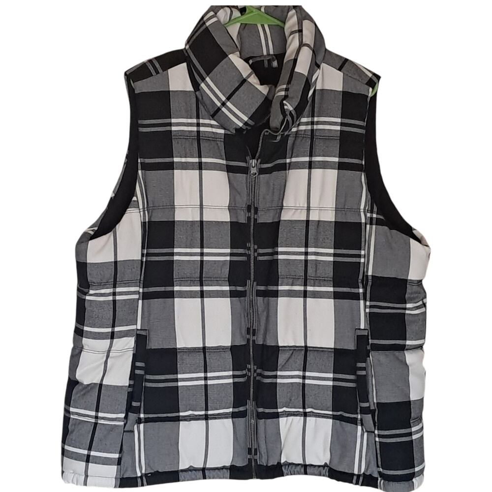 Old Navy Flannel Puffer Fleece Lined Vest Full Front Zipper Mens SZ XXL Warm